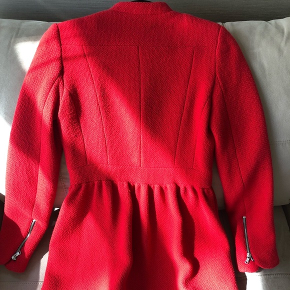 Zara Trafaluc Red Coat Size XS - Picture 2 of 6